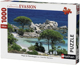 Lot de 2 puzzles - 1 Puzzle 1000 pièces - Art collection - Plage De Palombaggia - Corse + 1 Puzzle 1000 pièces - Terrasse de café, le soir - Vincent Van Gogh - Livraison offerte