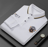 Polo à manches longues pour homme avec logo brodé - Livraison offerte