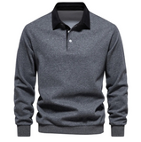 Polo à manches longues en coton pour homme - Livraison offerte