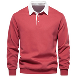 Polo à manches longues en coton pour homme - Livraison offerte