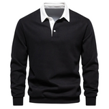 Polo à manches longues en coton pour homme - Livraison offerte