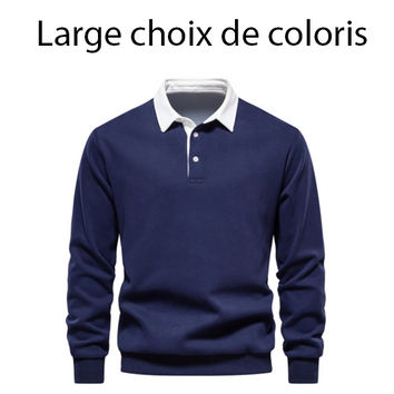 Polo à manches longues en coton pour homme - Livraison offerte