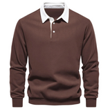 Polo à manches longues en coton pour homme - Livraison offerte