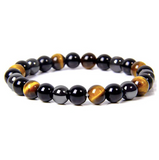 Bracelet Triple Protection - Oeil de Tigre, Hématite et Obsidienne Noire - Livraison offerte