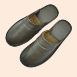 Pantoufles d’intérieur en cuir de vache pour homme et femme - Livraison offerte