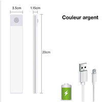 2x Réglettes LED 20cm magnétique avec détecteur de mouvements - 2 + 1 offerte - Livraison offerte